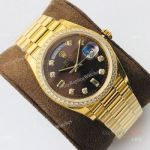 Swiss Rolex Oyster Perpetual Day Date Fake Watch Brown Diamond Dial 36mm